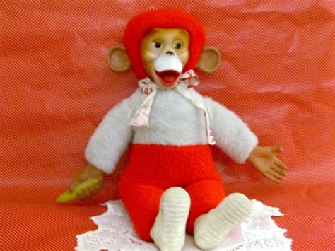 Vintage 1950ss Toy Zippy Rubber Face Monkey Plush