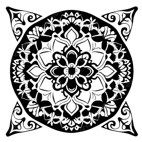 Floral Mandala Pattern Vector Black And White Design The Perfect For