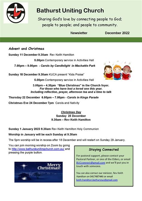 Bathurst Uniting Church Newsletter December Bathurst Uniting