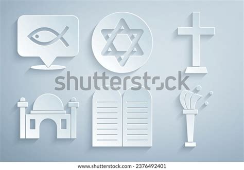 Set Commandments Christian Cross Muslim Mosque Stock Vector (Royalty ...