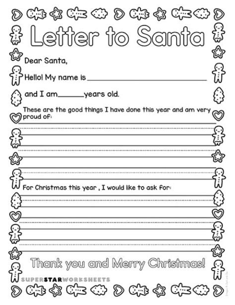 Santa Letter Templates Superstar Worksheets