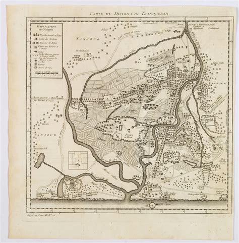 Carte du District de Tranquebar. - Old map by BELLIN, J.N.