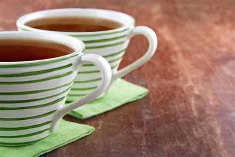 Two Cups Of Tea On Wooden Background Stock Photo Image Of Couple