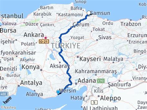 Mersin Silifke Taşucu Samsun Arası Kaç Km Yol Tarifi