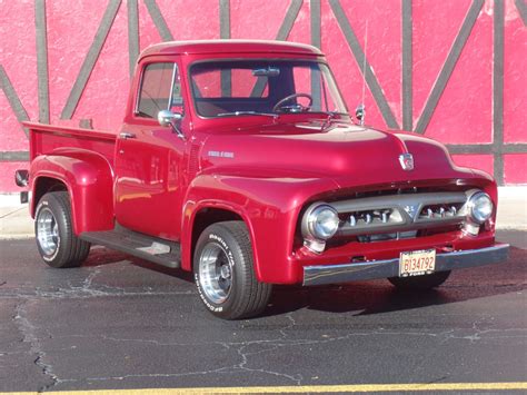 1953 Ford Pickup F100 Sweet Inferno Red Pickup With Custom Oak Wood Bed See Video Stock