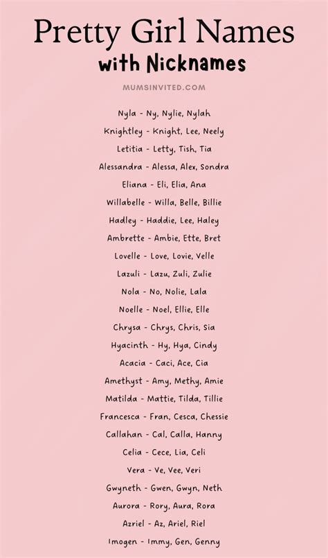 The Pretty Girl Names In Pink And Black