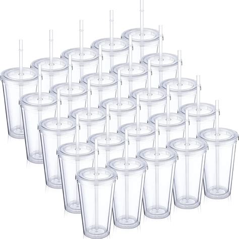 Amazon Nuogo Pack Clear Insulated Tumblers Oz Plastic