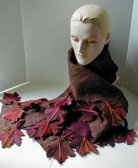 Wool Felted Scarf Red Maple Leaf Scarf 3 Dimensional Detailed Etsy