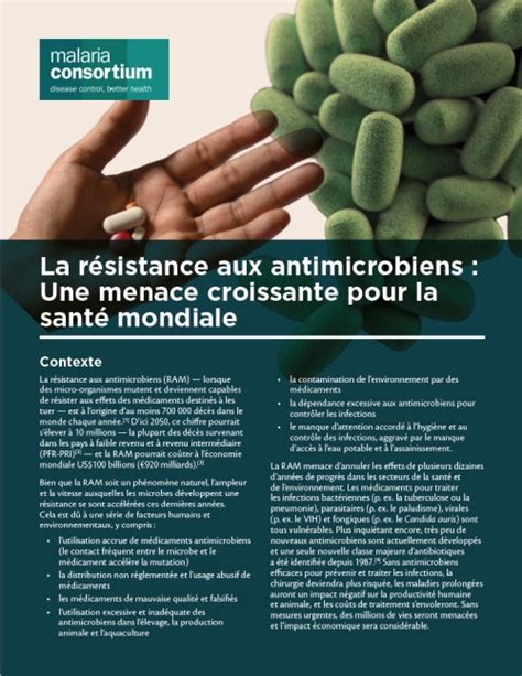 Malaria Consortium La résistance aux antimicrobiens Une menace