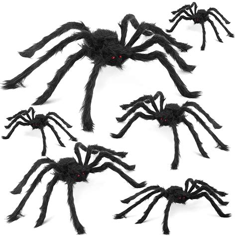 Halloween Spider Yard Decor 6 Pcs Realistic Hairy Spiders Indoor