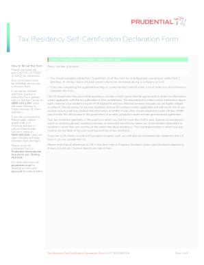 Fillable Online Tax Residency Self Certification Declaration Form