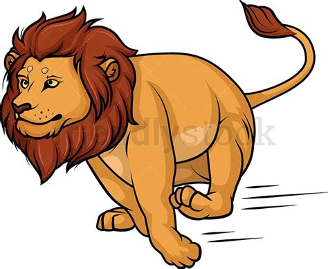 Lion Running Cartoon Clipart Vector - FriendlyStock