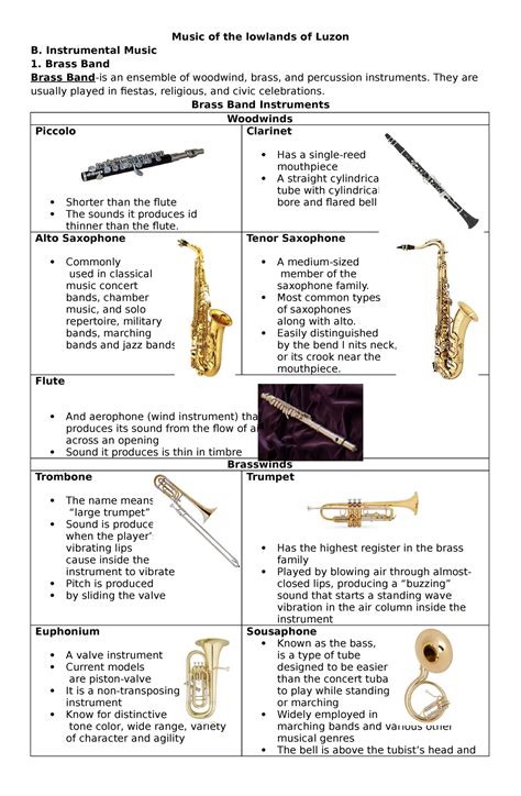 Marching Band Instruments List