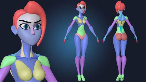 Cartoon Character Female Basemesh Anatomy Blockout Free 3d Model Cgtrader