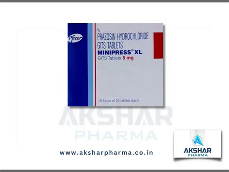 Prazosin Hydrochloride Minipress Xl 5mg Tablet Pfizer Ltd At Rs 4556