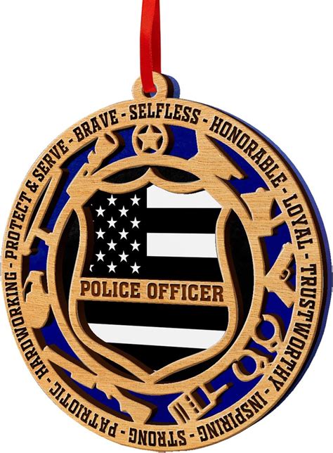 Gosblue Police Ornaments For Christmas Tree Thin Blue Line