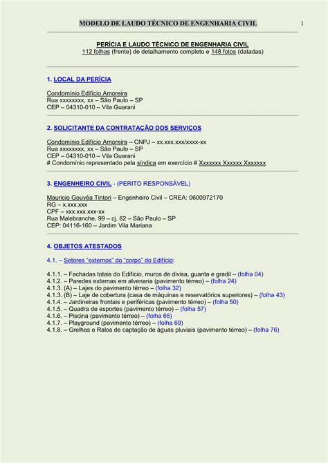 Modelo De Laudo Tecnico De Engenharia Civil Pdf