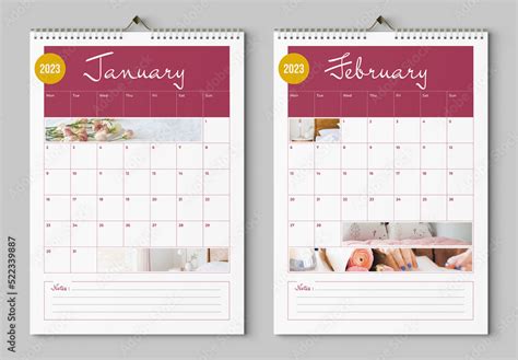 Monthly Planner 2023 Layout Stock Template | Adobe Stock