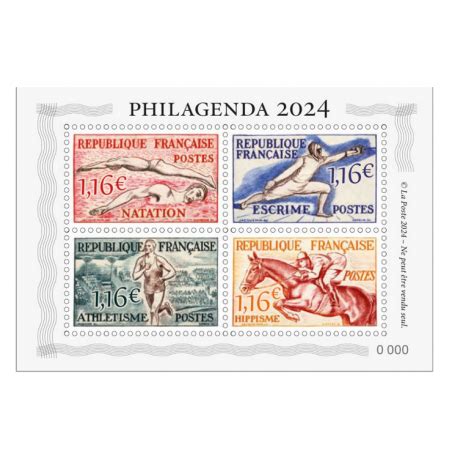 PHILAGENDA Bloc Sport 4 timbres 2024 Salon philatélique d Automne 2023