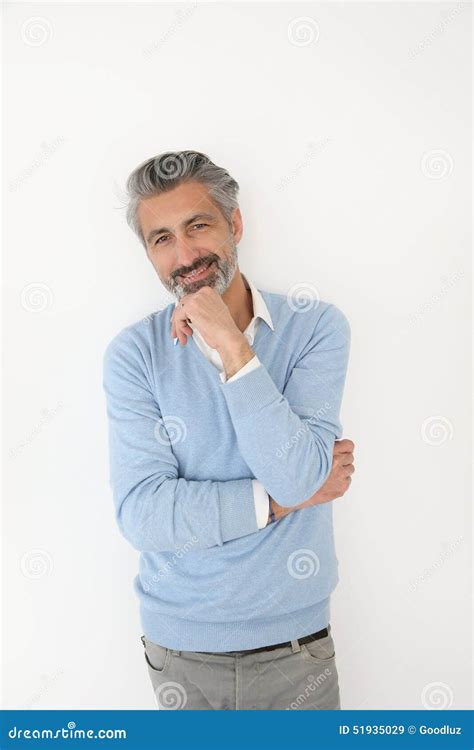 Handsome Mature Man Standing Isolated Stock Image Image Of Trendy European