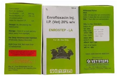 Enrofloxacin LA Injection 100ml Enrostep LA Prescription