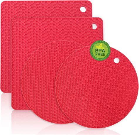 Walfos Silicone Trivet Mats 4 Heat Resistant Pot Holders Multipurpose Non Slip