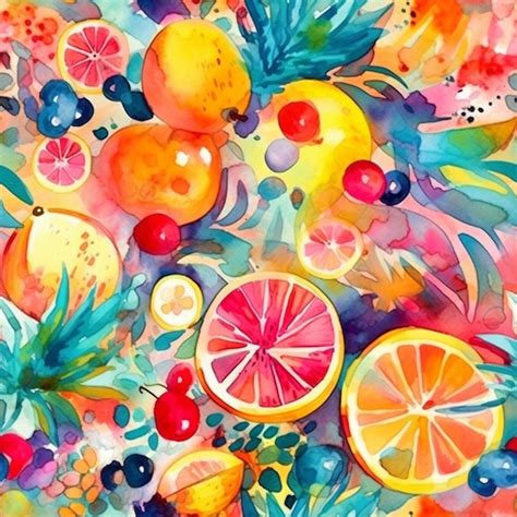 Premium AI Image | A watercolor painting of a fruit background.