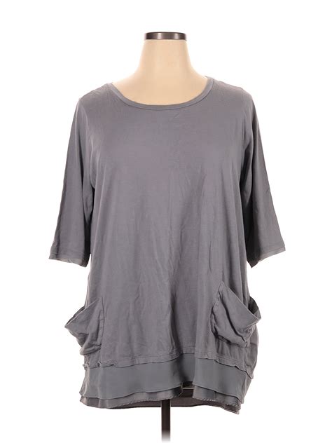 Logo By Lori Goldstein Solid Gray Short Sleeve Top Size 1x Plus 58