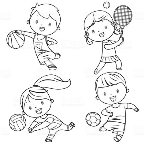 Vector cartoon kids sports characters drawing | Cartoon kids, Sports ...