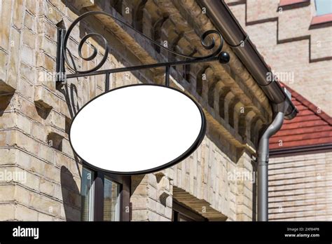 Blank White Mockup Of Restaurant Street Vintage Signboard On An Old