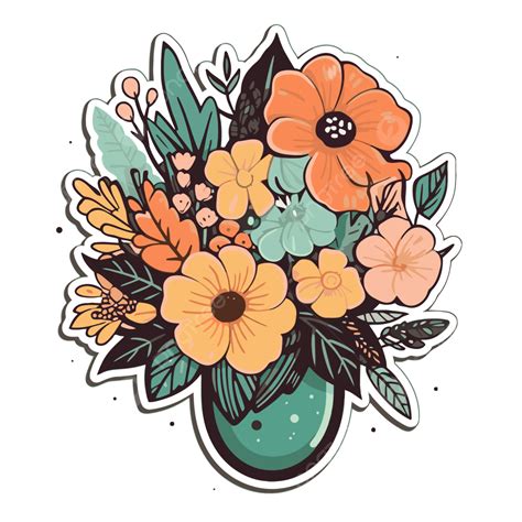 Esta Es Una Pegatina De Un Jarrón De Flores Clipart Vector PNG dibujos