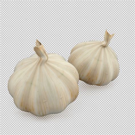 Premium Psd Isometric Garlic D Render