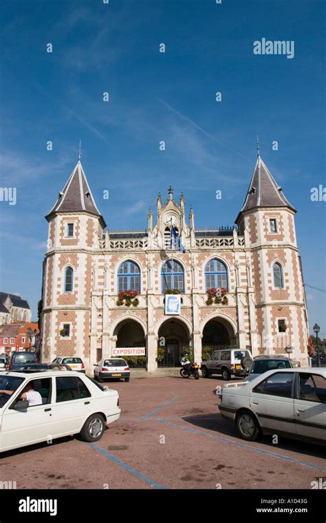 Ornate And Imposing Facade Of Town Hall Auxi Le Chateau Pas De Calais