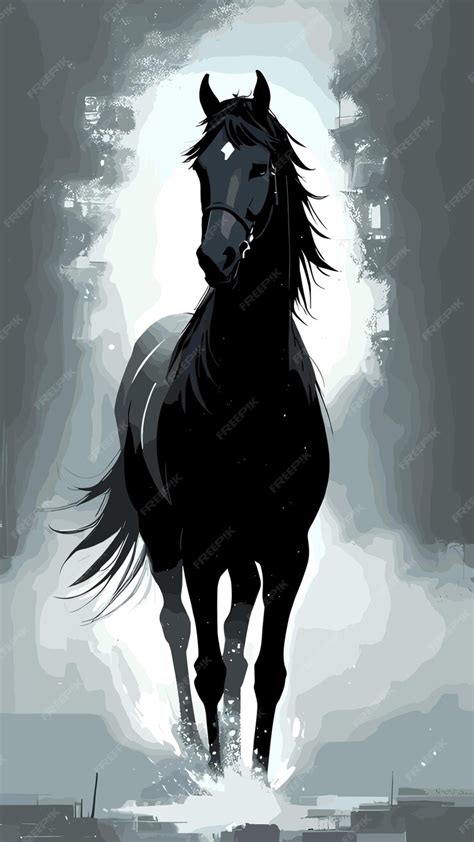 Premium Vector Black Horse Drawing Cartoon Artwork Vector