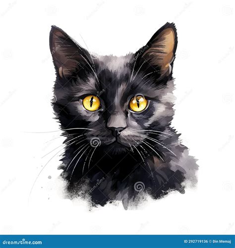 A Black Cat Watercolor Illustration Stock Vector - Illustration of watercolor, drawing: 292719136