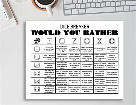 Ice Breaker Games Dice Games Printable Party Games Classroom Ice