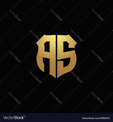 As Logo Monogram With Gold Colors And Shield Vector Image