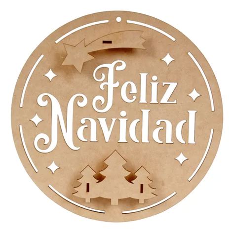 Esfera Navideña 3d Personajes Navideños Mdf 25cm Mylin 1pz Color