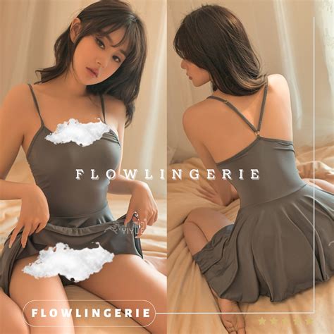 Jual Grey Rara Sexy Lingerie Mini Dress By Flowlingerie Sleepwear