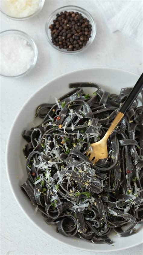 Squid Ink Pasta With Lemon Garlic Butter Sauce - Foodie And Wine