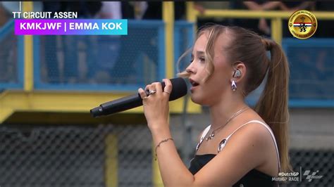 Emma Kok sings national anthem of the Netherlands at MotoGP Assen - YouTube