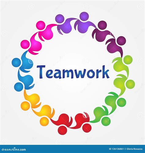 Teamwork Unity Business Five People Logo Vector Illustration