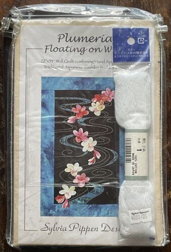 Plumeria Floating On Water Pre Printed Sashiko Applique Fabric Wall