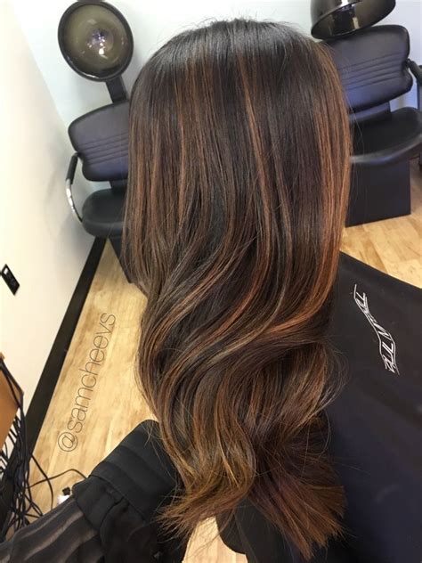 Soft Blended Honey Golden Sun Kissed Balayage Highlights For Dark Brown