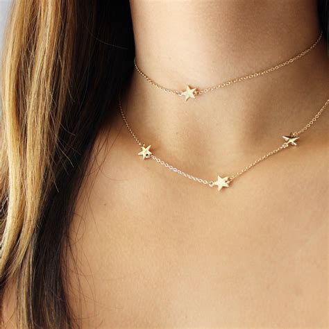 Dainty Star Choker Necklace Gold Choker Small Star Choker Etsy In 2021 Star Choker Gold