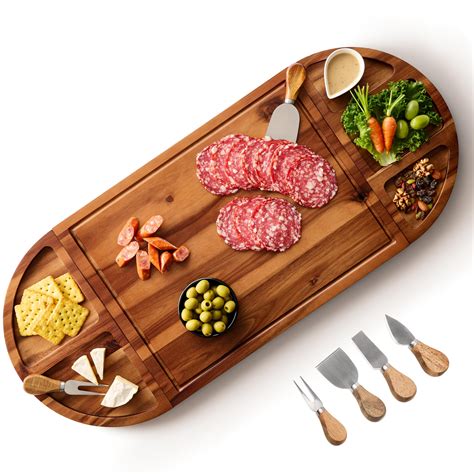 Snapklik Tidita Acacia Large Charcuterie Board Knives Set