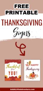 Thanksgiving Signs Printable {Downloadable PDF} - Add A Little Adventure