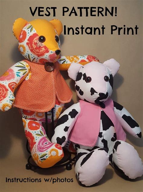 Vest Pattern For Your Memory Bear Etsy Uk Teddy Bear Sewing