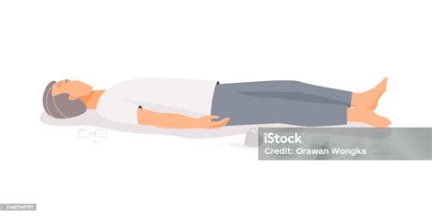 Terisolasi Pria Tua Pingsan Di Lantai Ilustrasi Vektor Datar Ilustrasi