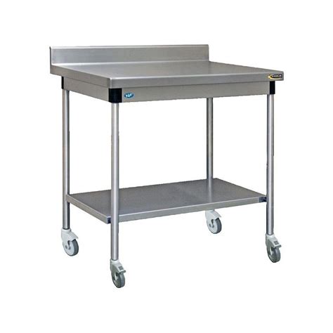 Table Inox Dosseret Avec Tag Re Basse Roulettes Sur Mesure